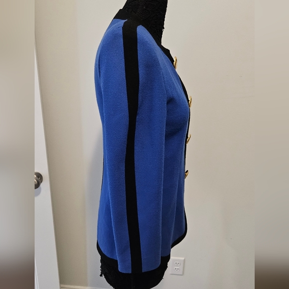 Carolina Herrera Jacket Vintage Royal blue/Black Sz 6 EUC - Picture 4 of 14